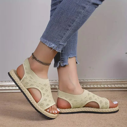 Women’s Breathable Knit Slingback Flat Sandals