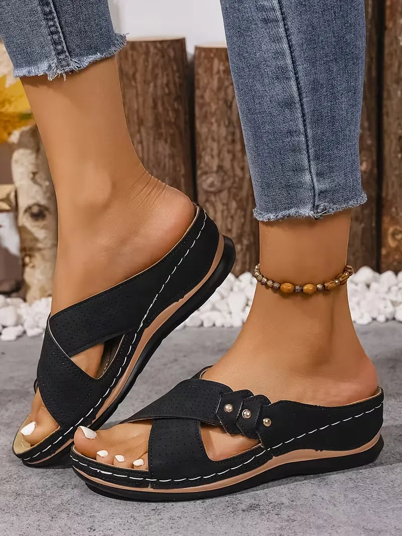 Women’s Cutout Slip-On Comfort Sandals