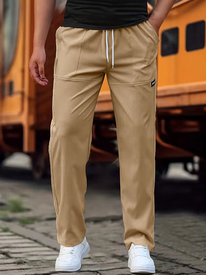 Men's Drawstring Straight-Leg Casual Pants