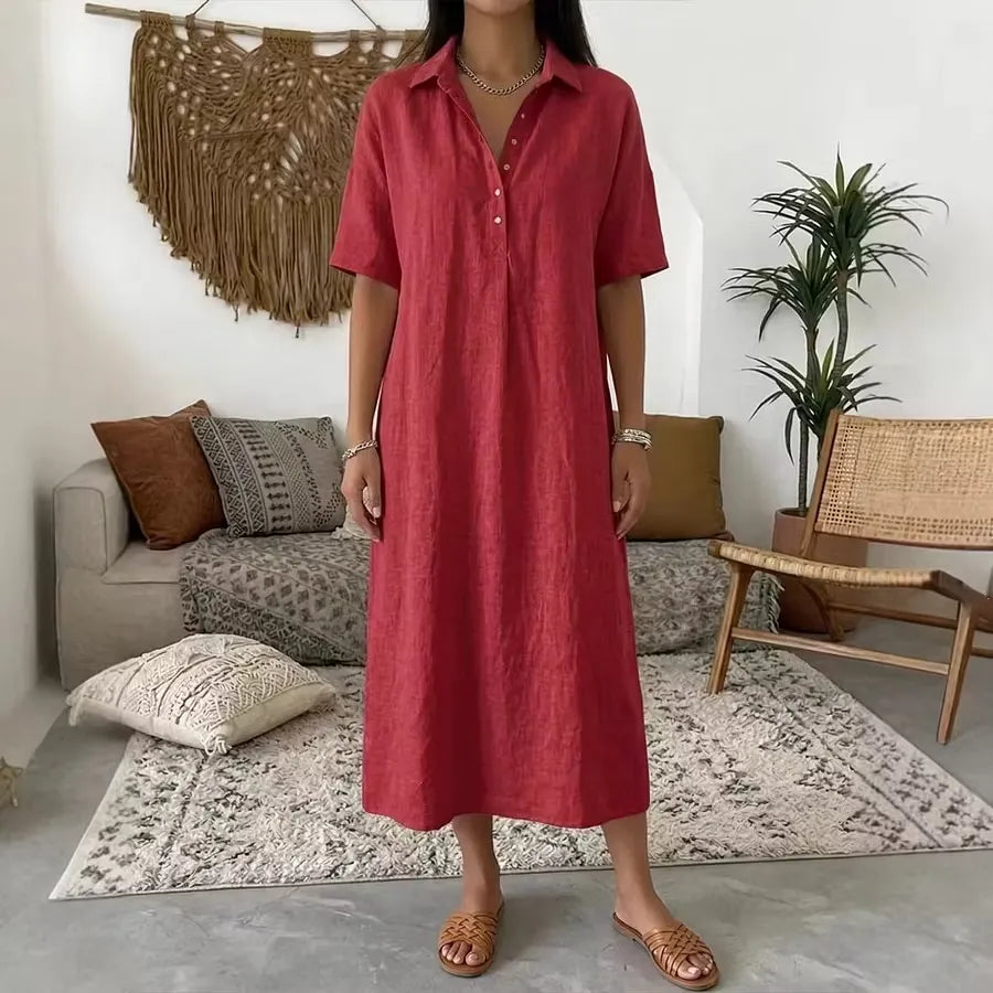 Women's Collared Button Front Relaxed Dress