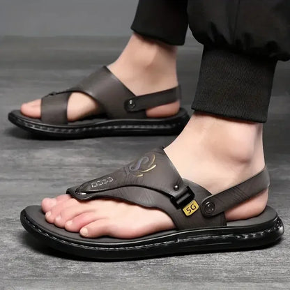Men’s Leather-Look Comfort Thong Sandals