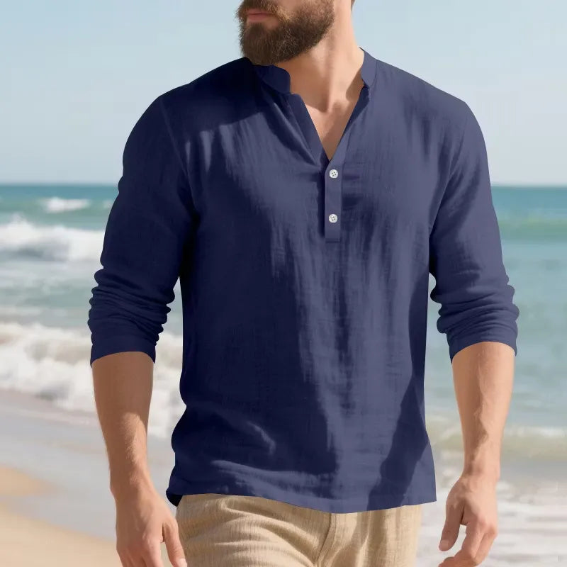 Men’s Solid-Color Stand-Collar Shirt