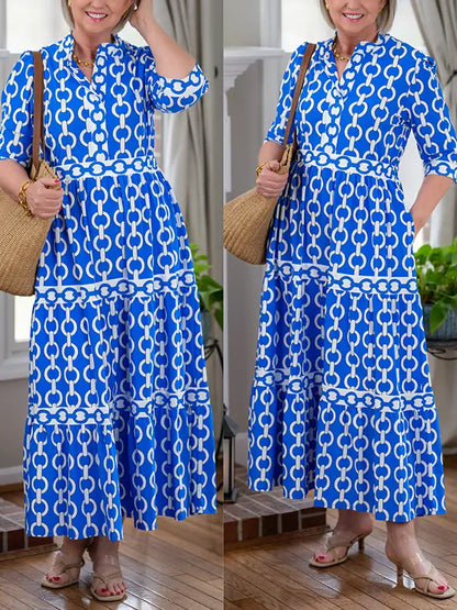 Women’s Printed V-Neck Maxi Dress
