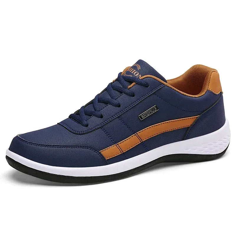 Men’s Casual Lace-Up Leather-Look Sneakers