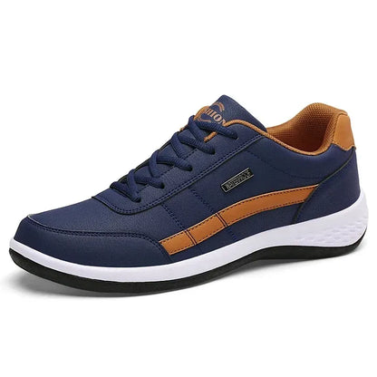 Men’s Casual Lace-Up Leather-Look Sneakers