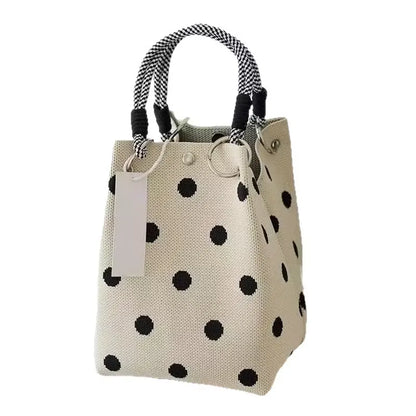 Women's Polka Dot Knit Tote Bag