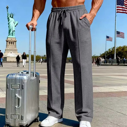 Men's Elastic Waist Straight Leg Drawstring Pants