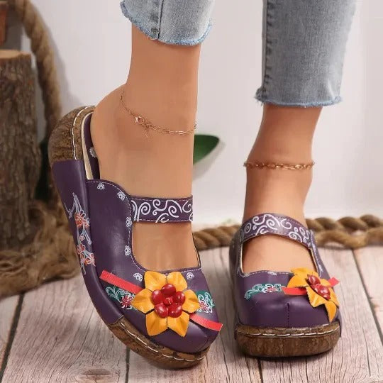 Women’s Retro Floral Comfort Slip-On Mules