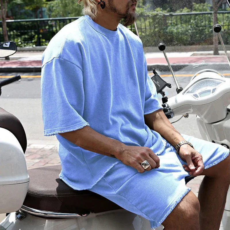 Men’s Oversized Short-Sleeve T-Shirt and Shorts Set