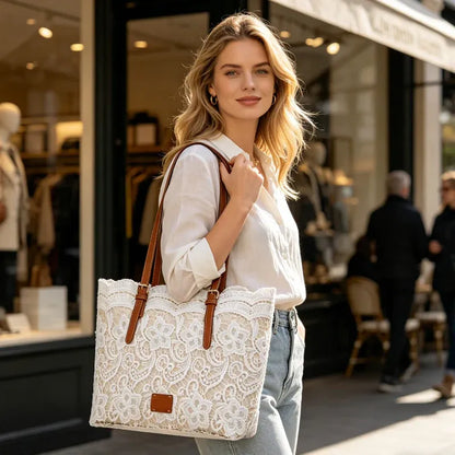 Women’s Lace-Look Floral Tote Bag