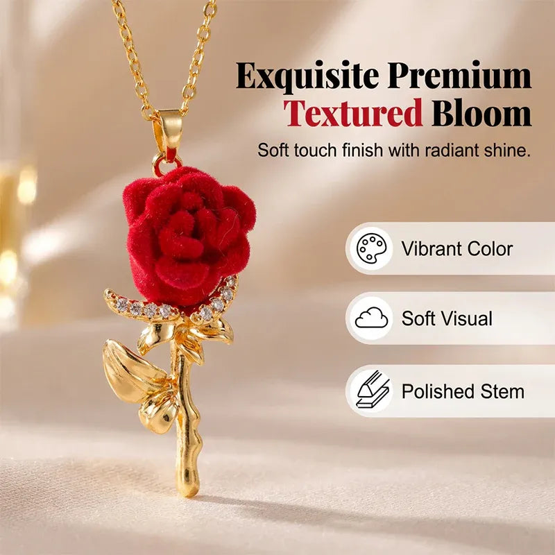 Velvet Rose Pendant Necklace