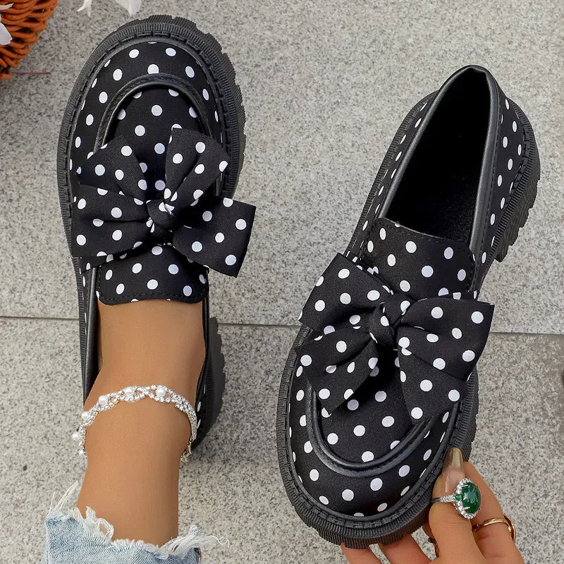 Women’s Polka Dot Bow Platform Loafers