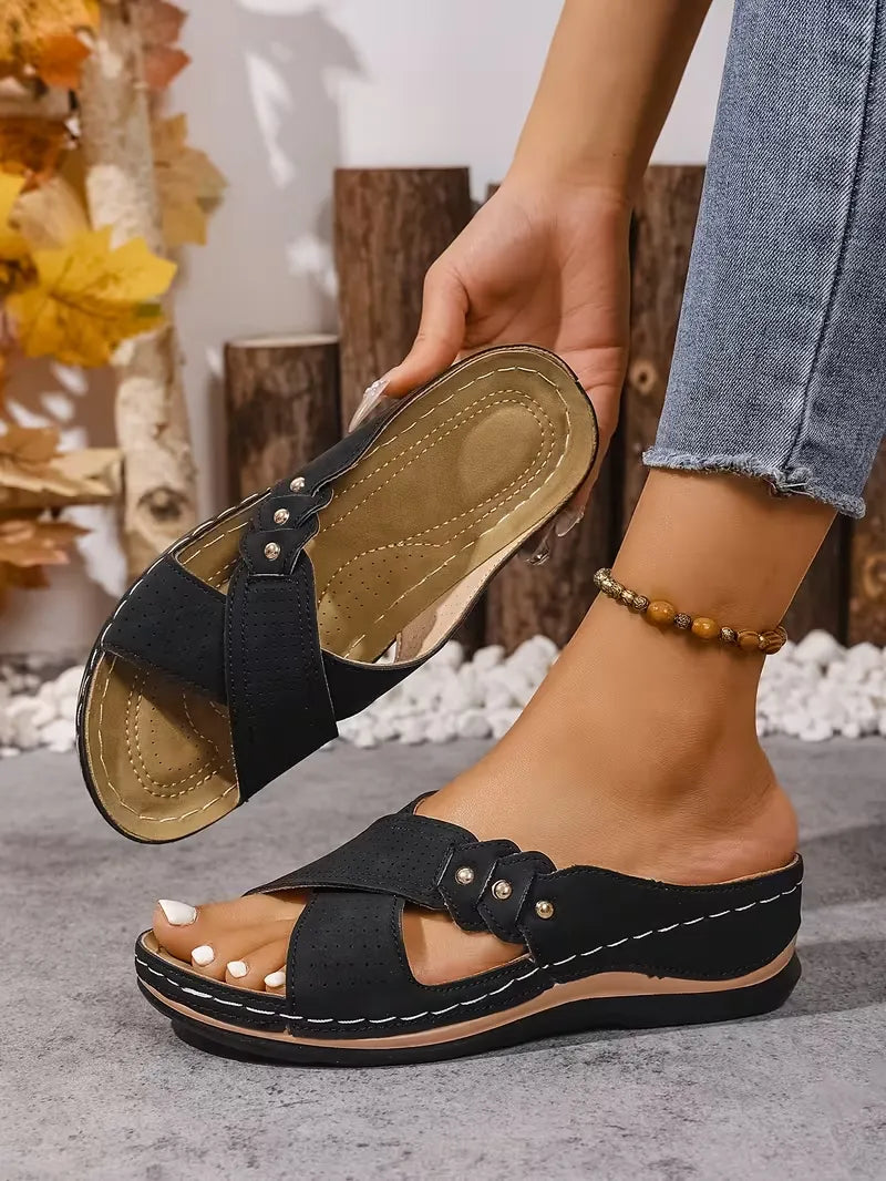 Women’s Cutout Slip-On Comfort Sandals
