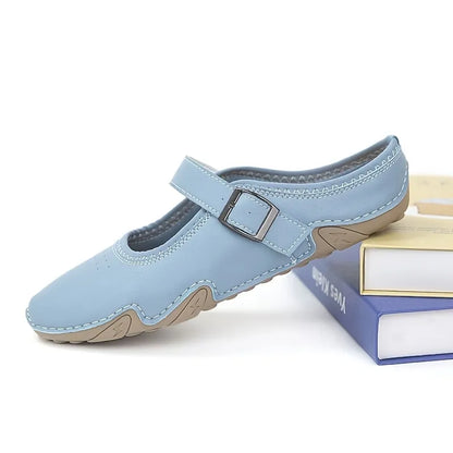 Women’s Buckle Strap Closed-Toe Mule Slippers