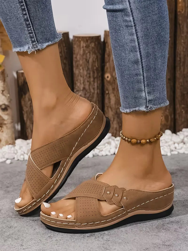 Women’s Cutout Slip-On Comfort Sandals