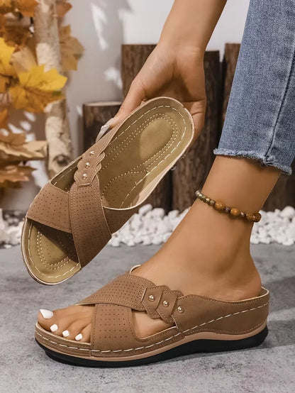 Women’s Cutout Slip-On Comfort Sandals
