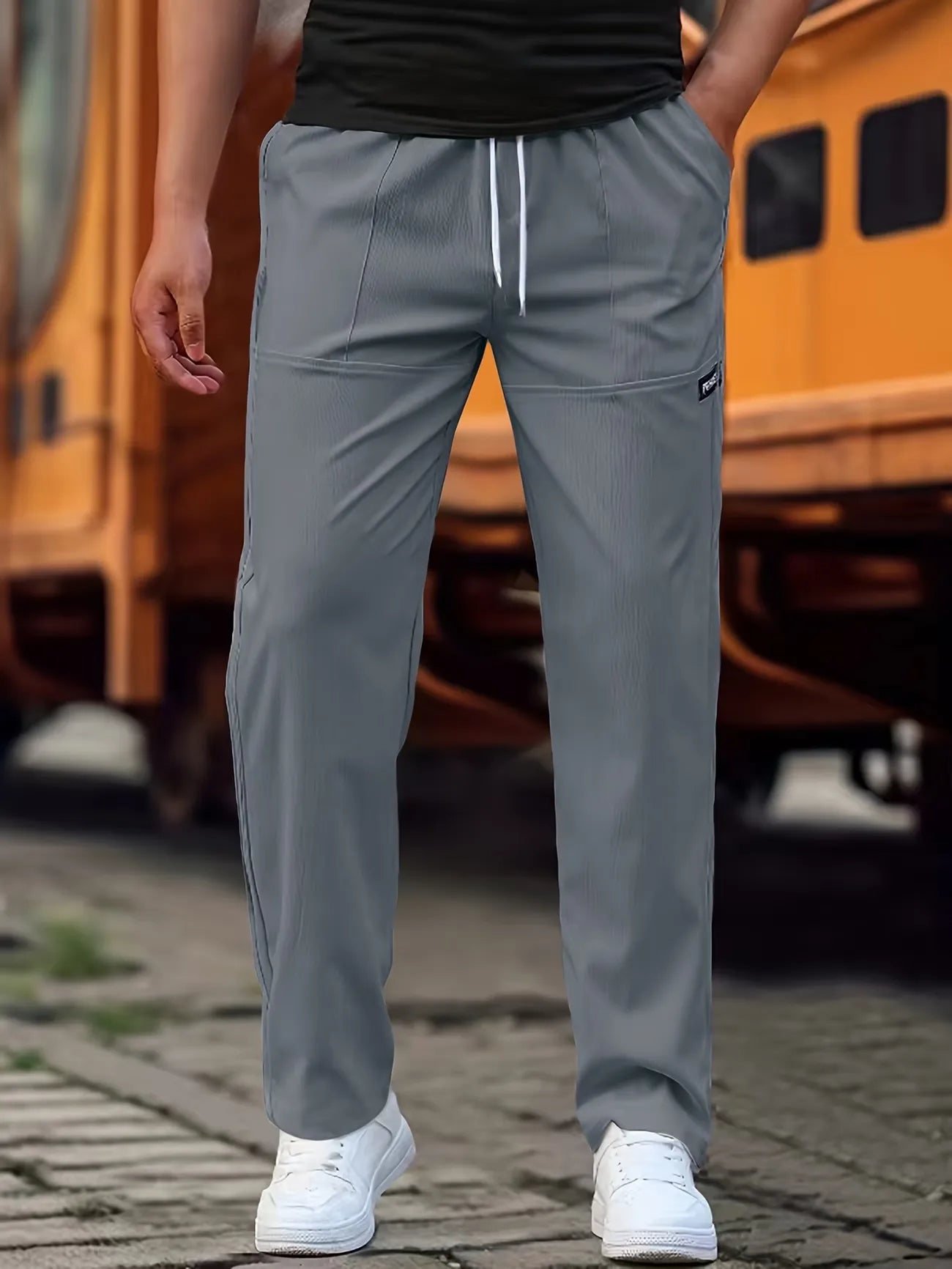 Men's Drawstring Straight-Leg Casual Pants