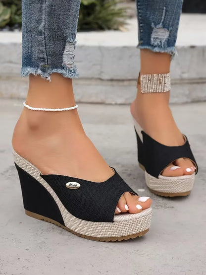 Women’s Peep-Toe Wedge Mule Sandals