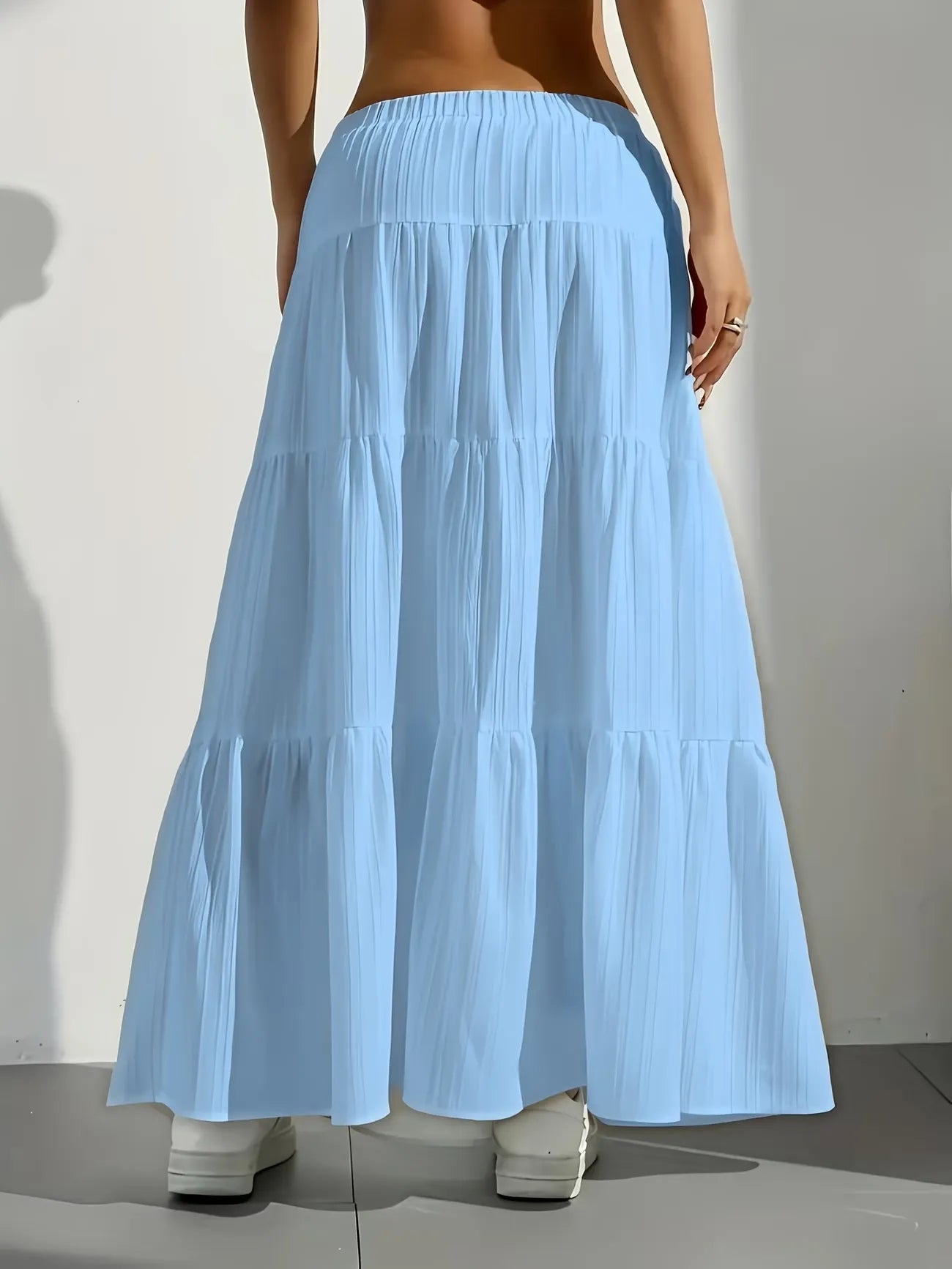 Women's Drawstring Tiered Maxi Skirt