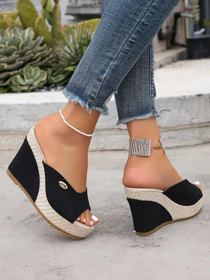 Women’s Peep-Toe Wedge Mule Sandals