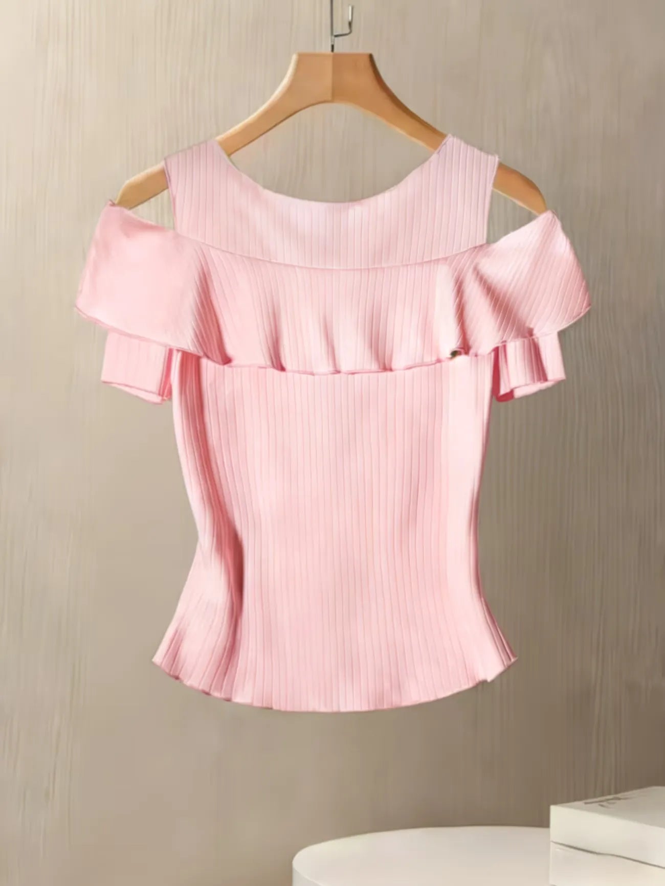 Women's Ribbed Off-Shoulder Button Front Slim Fit Top