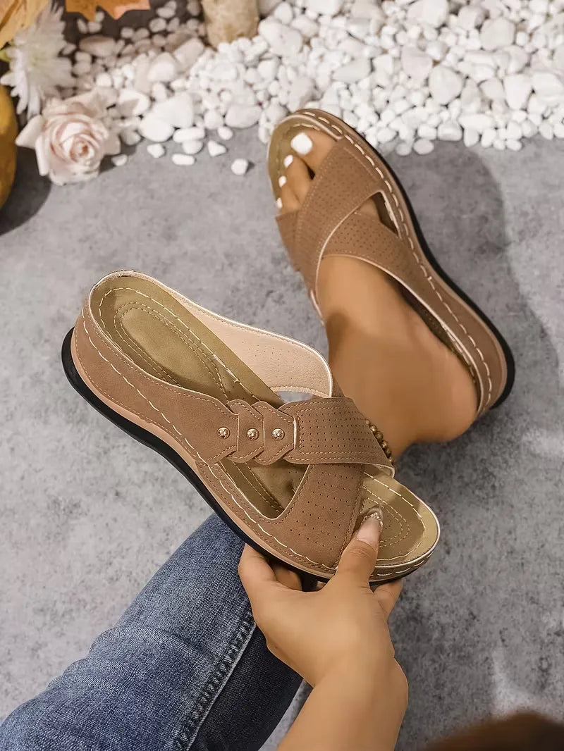 Women’s Cutout Slip-On Comfort Sandals