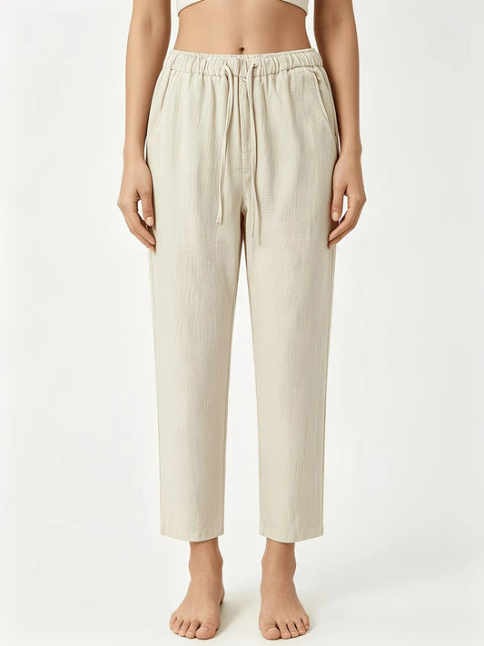 Women's Elastic Waist Straight-Leg Ankle Pants
