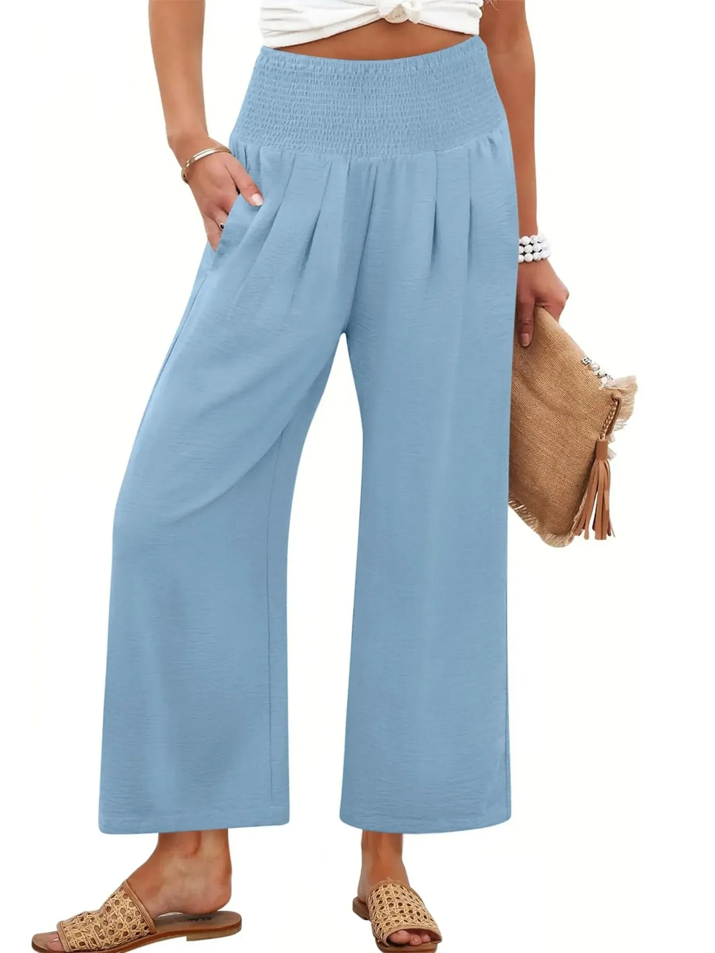 Women’s Smocked Waist Wide-Leg Pants