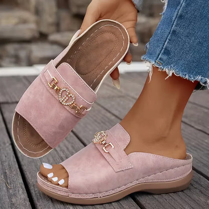 Women’s Heart Accent Open-Toe Wedge Sandals