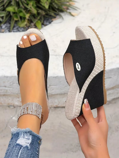 Women’s Peep-Toe Wedge Mule Sandals