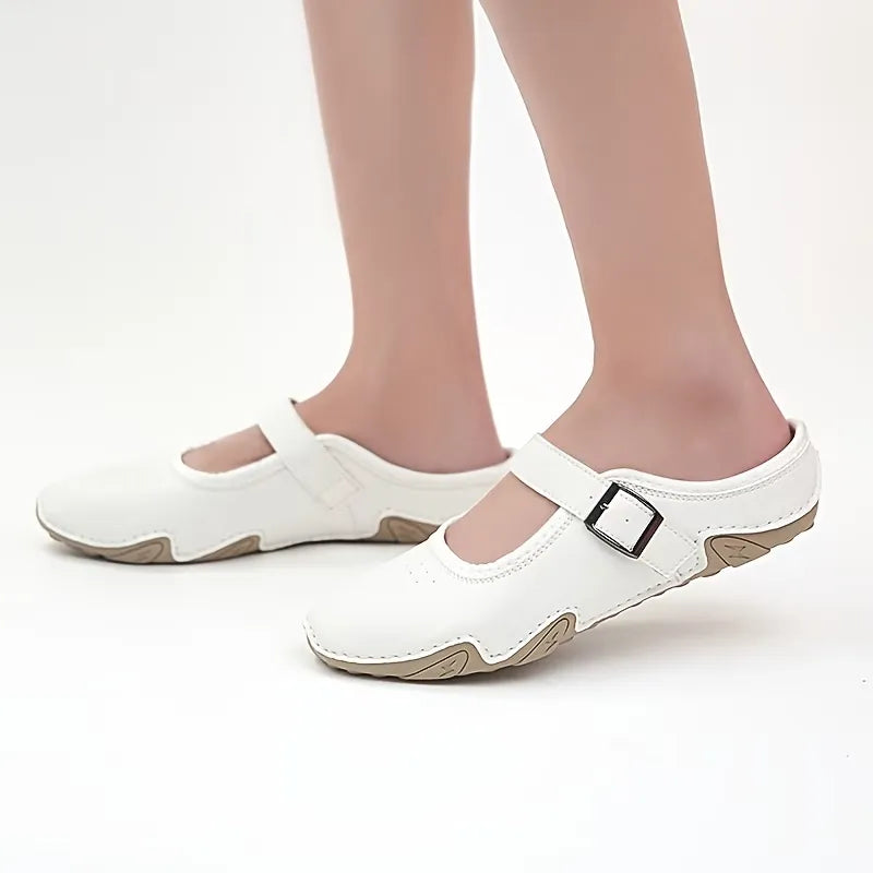 Women’s Buckle Strap Closed-Toe Mule Slippers