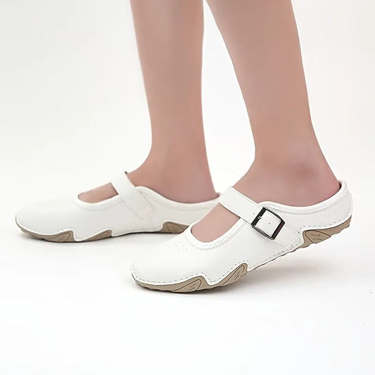 Women’s Buckle Strap Closed-Toe Mule Slippers