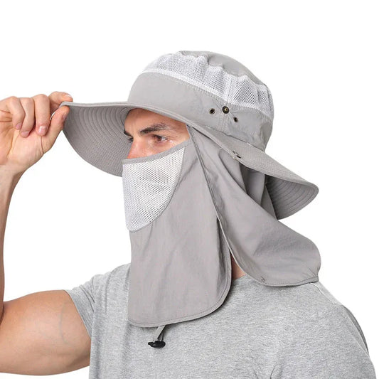 Adjustable Sun Protection Hat with Face Cover Flap