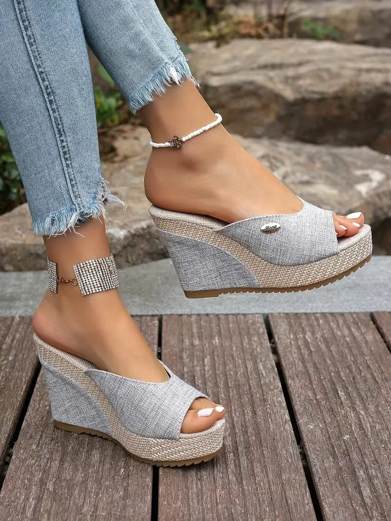 Women’s Peep-Toe Wedge Mule Sandals