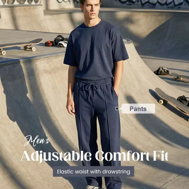 Men's Elastic Waist Straight Leg Drawstring Pants