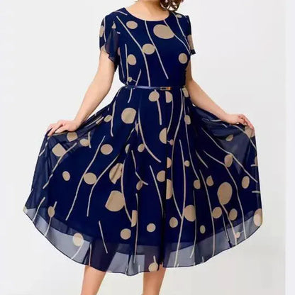 Women’s Elegant Printed Chiffon Midi Dress