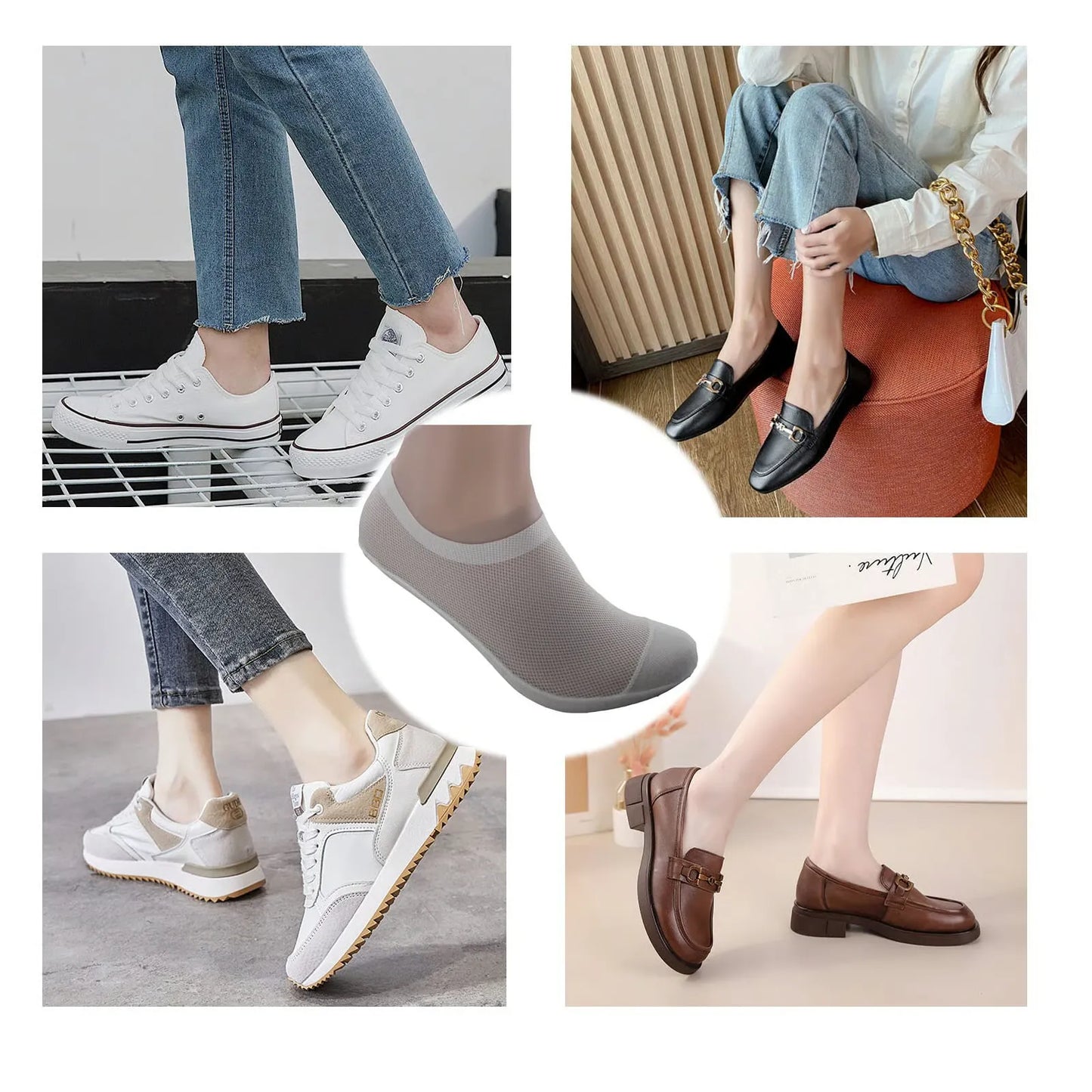 3-Pair Unisex No-Show Grip Socks