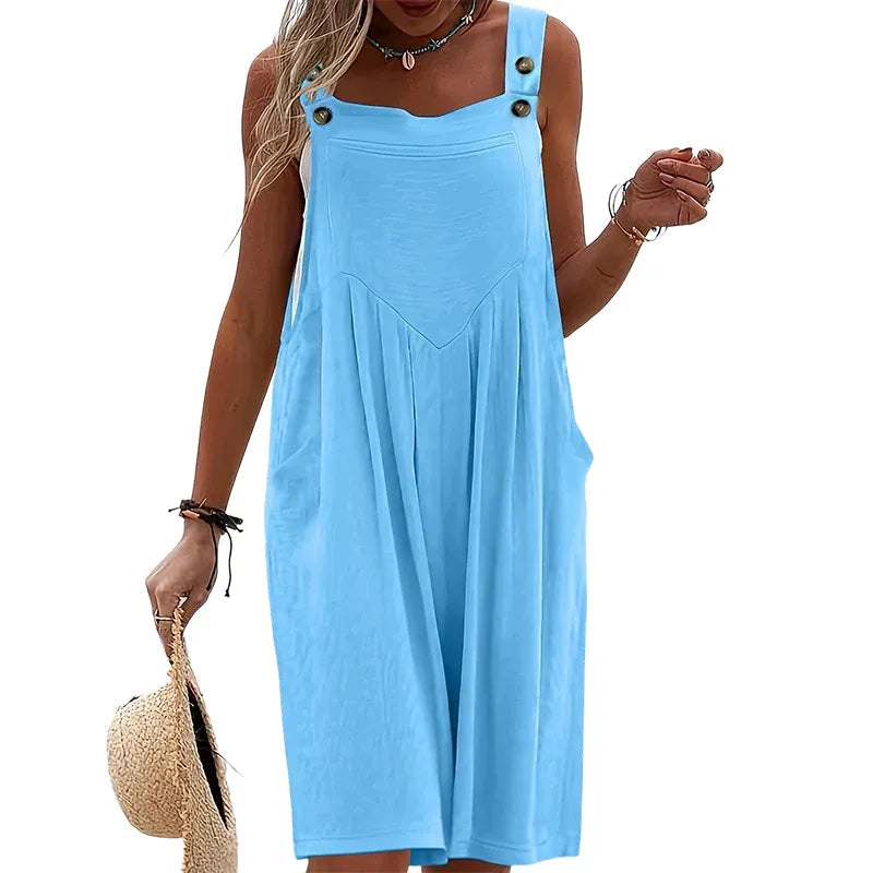 Women’s Sleeveless Wide-Leg Pocket Jumpsuit