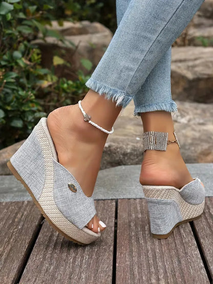 Women’s Peep-Toe Wedge Mule Sandals