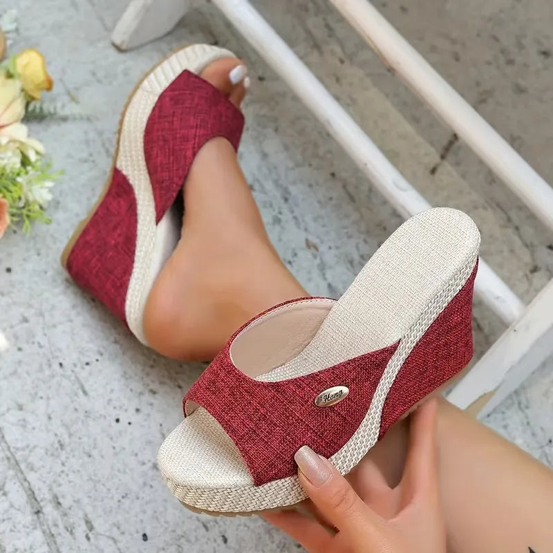 Women’s Peep-Toe Wedge Mule Sandals