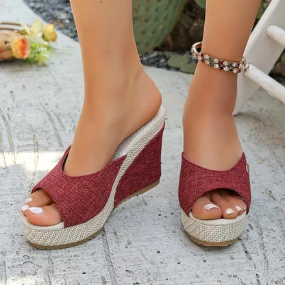 Women’s Peep-Toe Wedge Mule Sandals