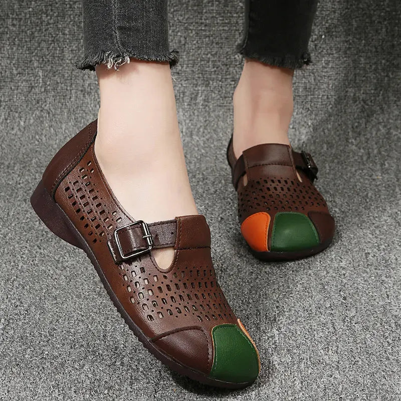 Women’s Perforated Colorblock Mary Jane Flats