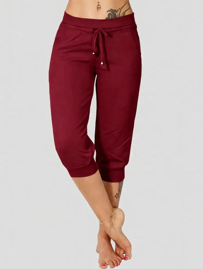 Women's Drawstring Capri Jogger Pants