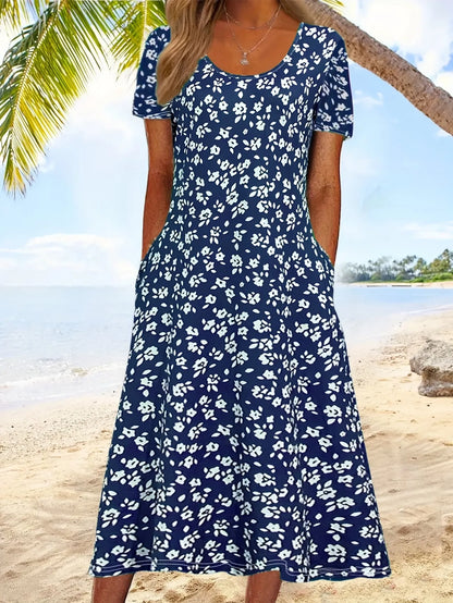 Women’s Summer Floral Print Vacation Midi Dress