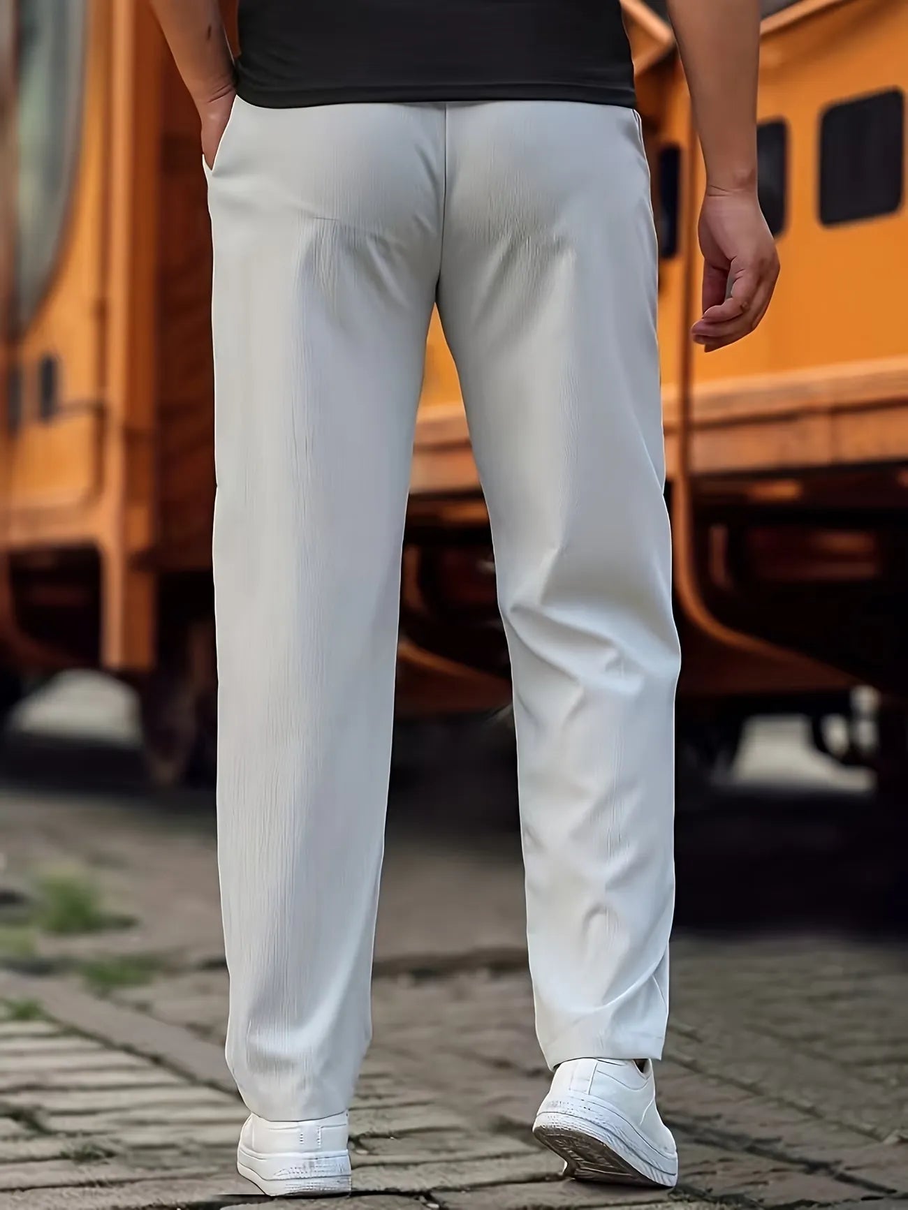 Men's Drawstring Straight-Leg Casual Pants
