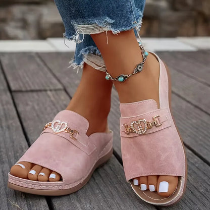 Women’s Heart Accent Open-Toe Wedge Sandals