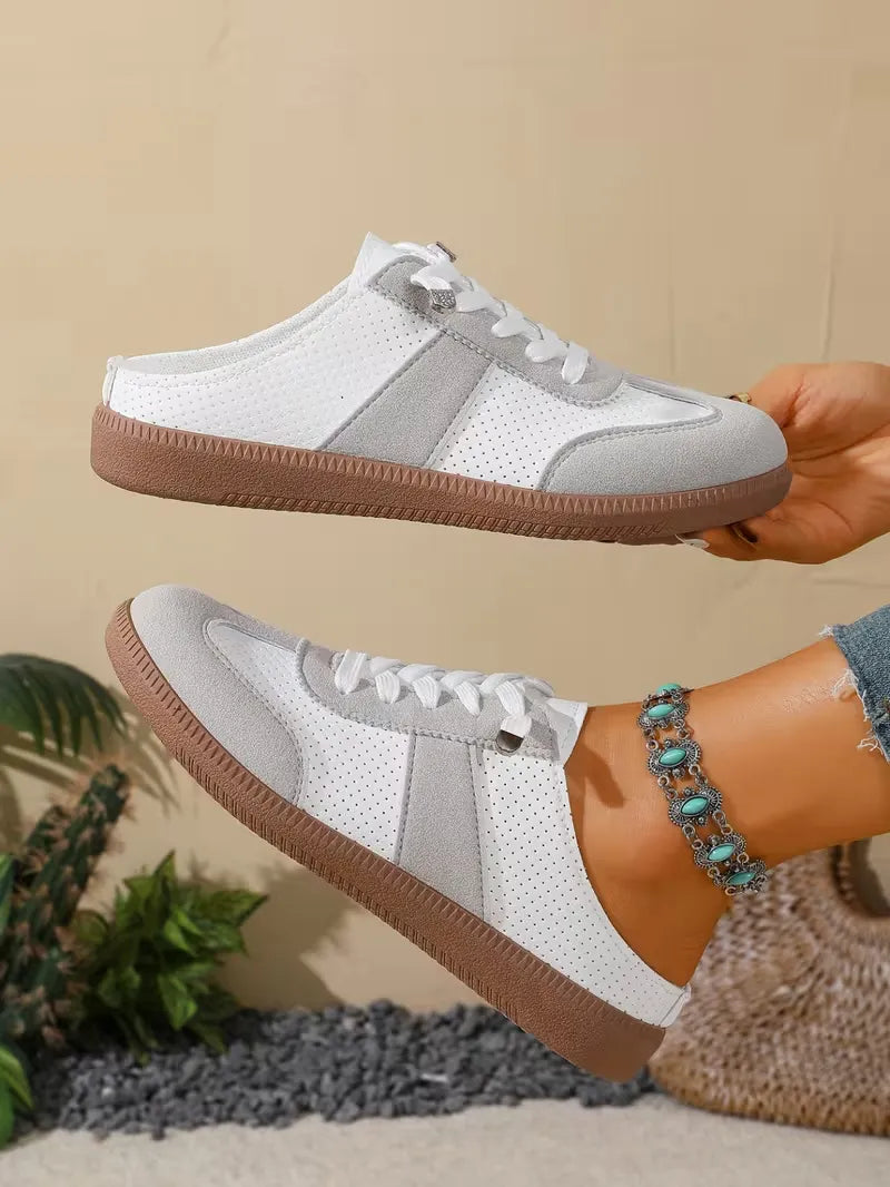 Women’s Perforated Backless Lace-Up Sneakers