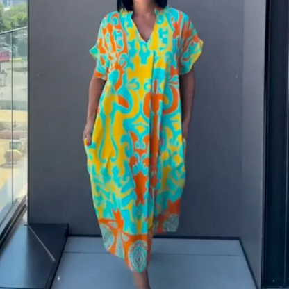 Women's Floral Print Button Front Maxi Dress