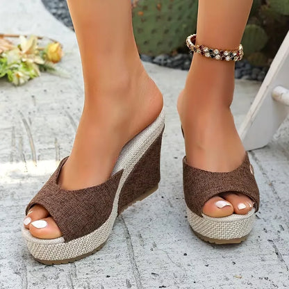 Women’s Peep-Toe Wedge Mule Sandals