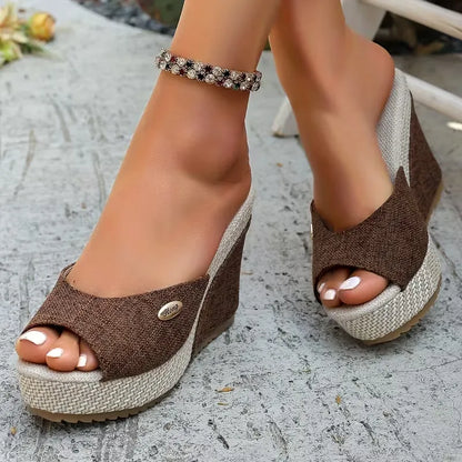 Women’s Peep-Toe Wedge Mule Sandals